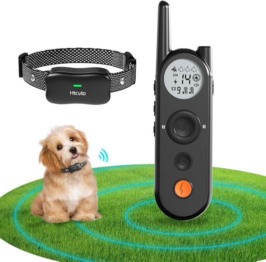 Wireless Dog Fence 3500FT Electric Fence and 6100FT Remote Training Collar, 185 Days Rechargeable Battery - IPX7 Waterproof Collar, Vibrate/Beep/Shock Modes for All Dogs.…