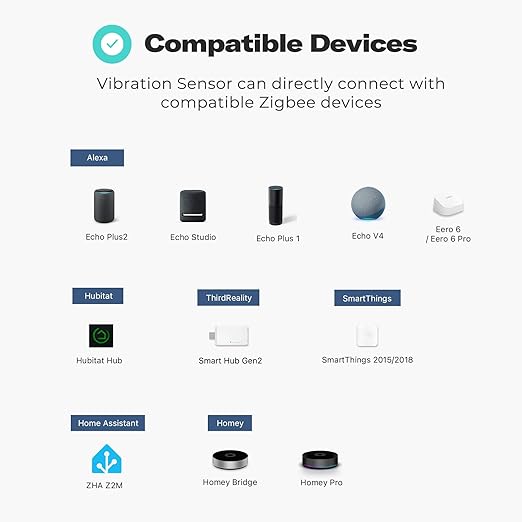 THIRDREALITY Zigbee Vibration Sensor 3 Pack with 110dB Alarm, Zigbee Hub Required,Adjustable Sensitivity, Work with SmartThings, Home Assistant via ZHA/Z2M and Echo Devices with Built-in Zigbee hub