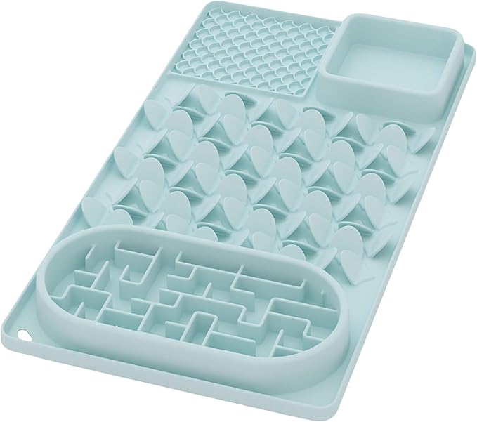 Slow Feeder Bowl for Large dog, Silicone Lick Mat & Snuffle Mat with Suction Cups - Interactive Puzzle Feeder to Slow Eating & Keep Busy, Reduce Vomiting & Relieve Boredom (21"x 11" Mint Green)