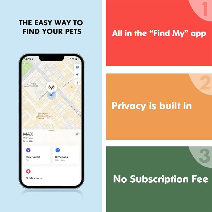 GPS Tracker for Dogs&Cats, 2 in 1 Pet Tracking Smart Collar (Only iOS), No Monthly Fee GPS Tracker Dog Collar, Real-time Location Comfortable PU Tracker for Small, Medium Large Dogs(Locator Included)