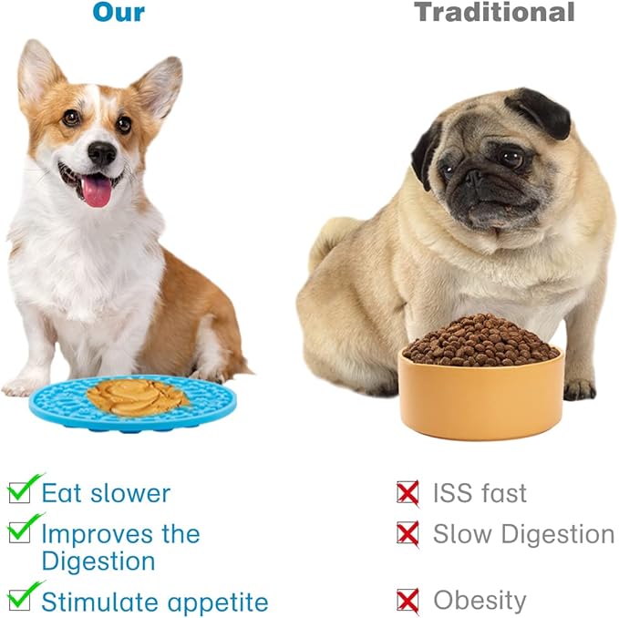 Dog Lick Pad, Pet Bathing Grooming Distraction Wall Mounted Silicone Slow Feeder Mat with Strong Suction, 2 Pack