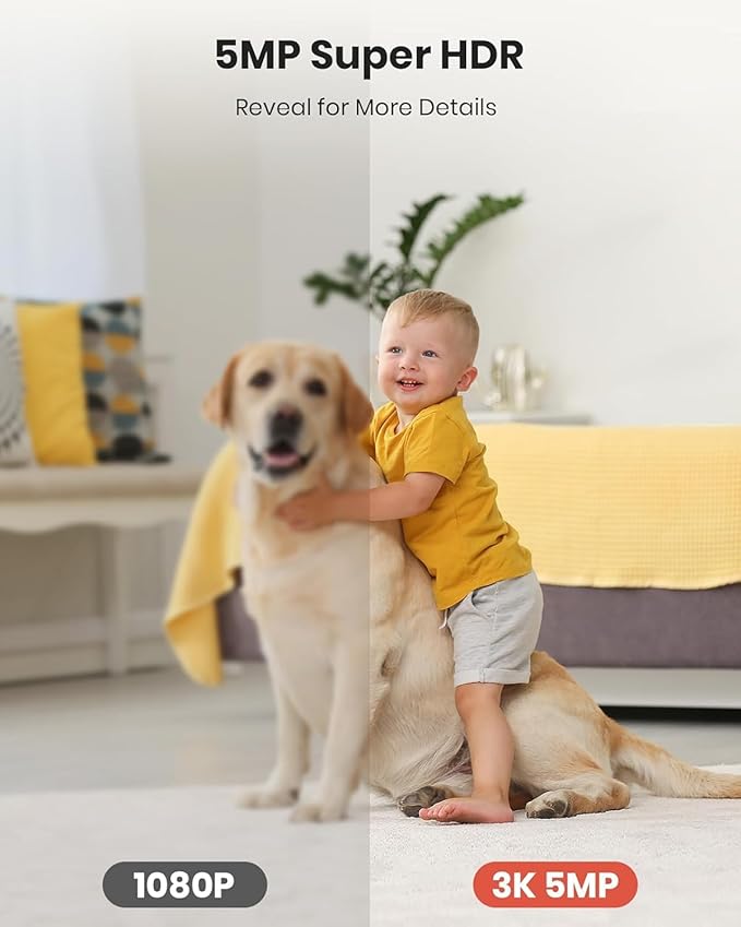 Indoor 3K Security Camera,5G and 2.4G WiFi/Dog/Baby Camera with Phone app,Human Pet Motion AI,Night Vision, 2-Way Audio,SD/Cloud Storage,Compatible with Alexa&Google Home