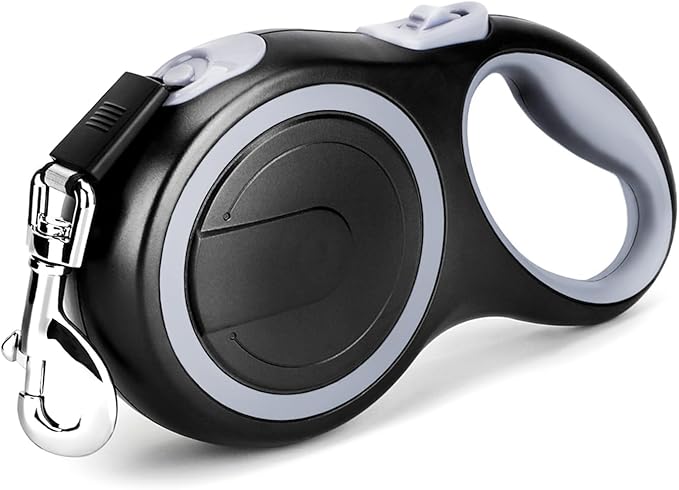 Segarty Dog Leash Retractable 26ft, Dog Leashes for Small Medium Large Pets Up to 110lbs, Heavy Duty 1 Button Break & Lock No Tangle Nylon Leads for Pet Walking & Training, Black