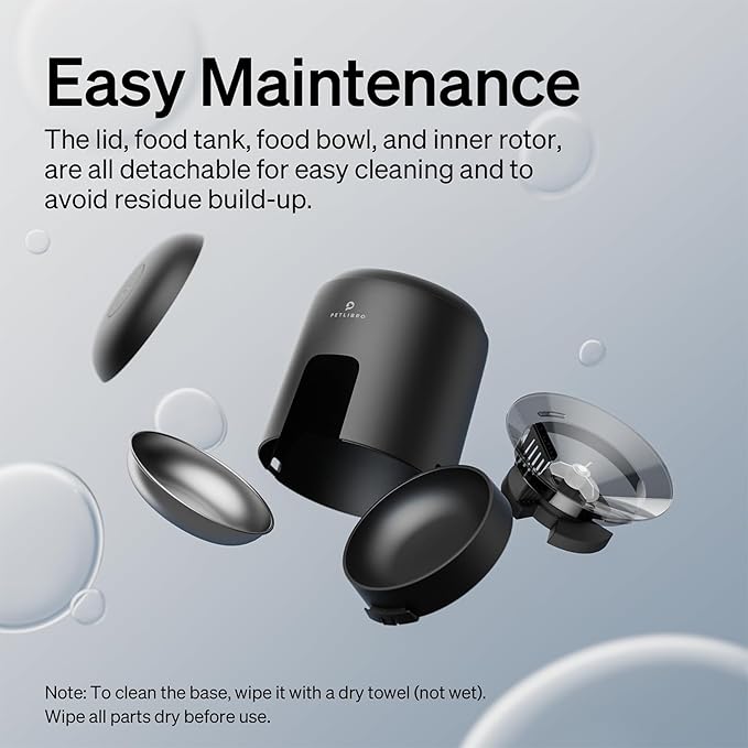 PETLIBRO Automatic Cat Feeder, Battery-Operated Automatic Cat Food Dispenser with 180-Day Life, AIR Cordless Timed Pet Feeder for Cats & Dogs, 2L Auto Cats Feeder, Black