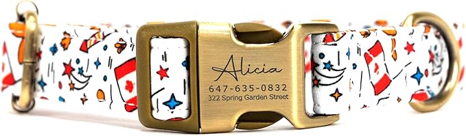 Personalized Dog Collar with Name and Phone Number Engraved,Adjustable Custom Puppy Collar,Organic Cotton Pet Collar for Small Medium Large Boy Girl Dogs