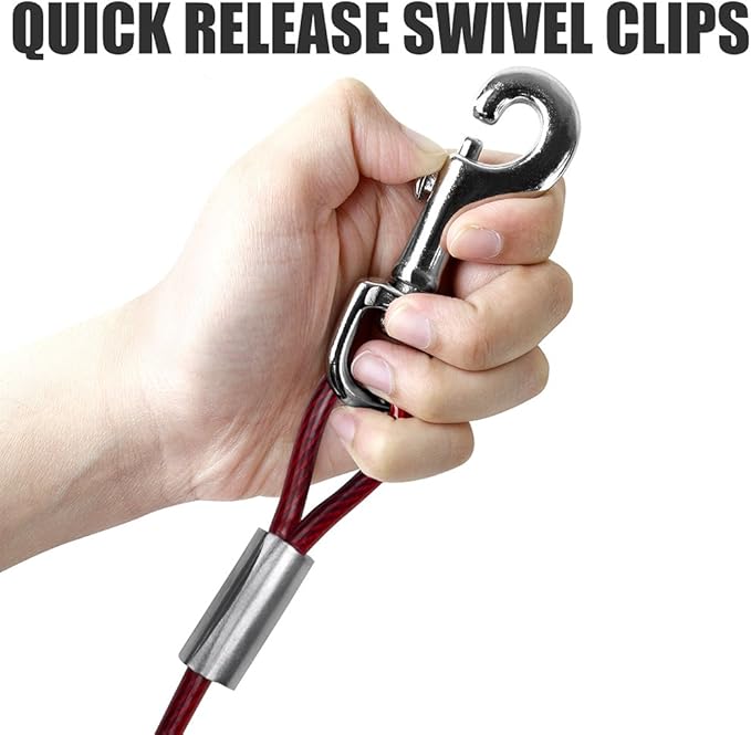 BV Dog Aerial Trolley System Tie Out for Yard - 60ft Dog Run Cable with 10ft Pulley Runner Lead - Heavy Duty Reflective Cable for Dogs up to 125 lbs, Rust-Resistant & Tangle-Free Outdoor Runner