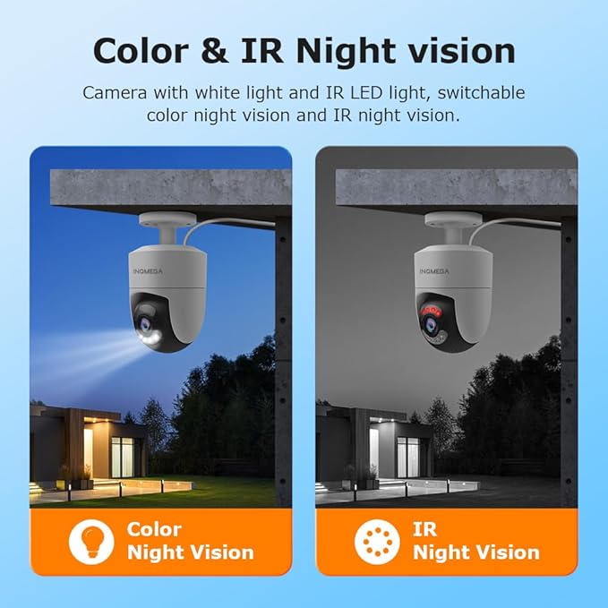 INQMEGA 6MP TUYA Smart Camera,2.4G WiFi Security Home Surveillance Camera,2-Way Audio, Color Night Vision, Waterproof, Motion Detection, Spotlight & Siren,6.5ft Power Cord