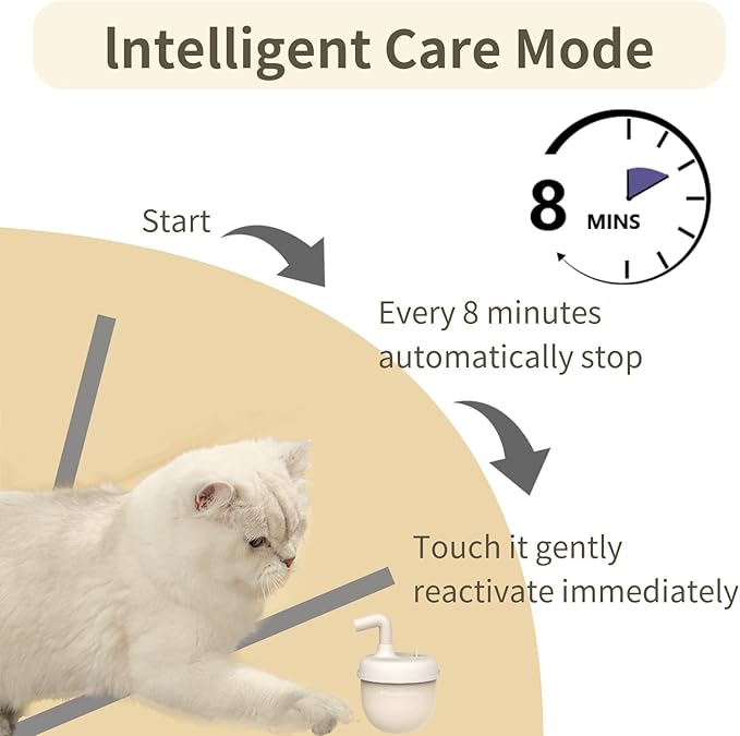 MayMaw Automatic Cat Laser Toy - 360° Self-Balancing Laser with 3 Adjustable Speeds & USB Rechargeable Interactive Toy for Bored Indoor Cats (Beige)