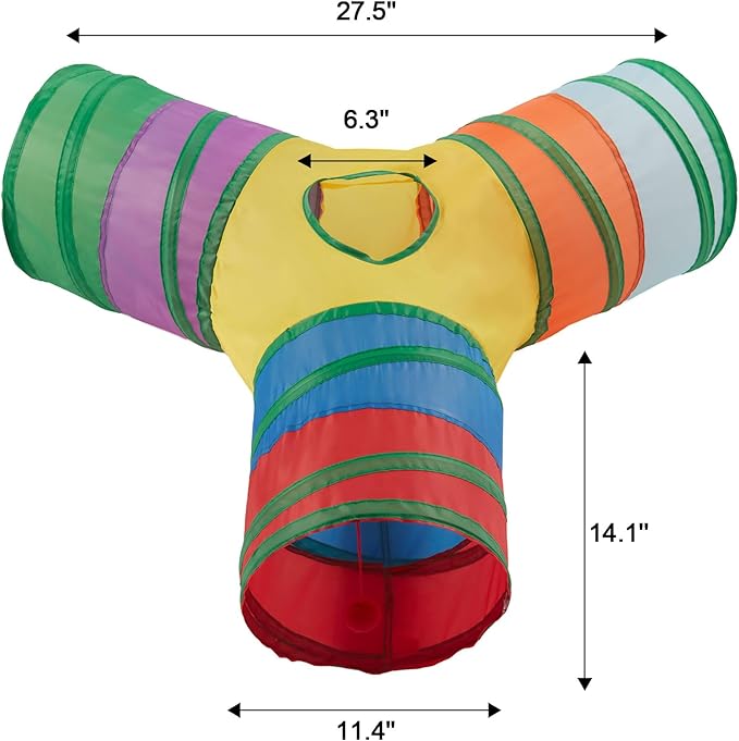 Cat Tunnels for Indoor Cats 3 Way Play Toy Kitty Tunnel Peek Hole Toy with Ball for Cat Tube Fun for Rabbits Kittens and Dogs