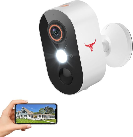 Outdoor Security Camera, Battery Powered Wireless Camera, Cloud Storage Sold Seperately, Color Night Vision, 2-Way Audio, Smart AI Motion Detection, 2.4G only (1 Light, 1 Pack)