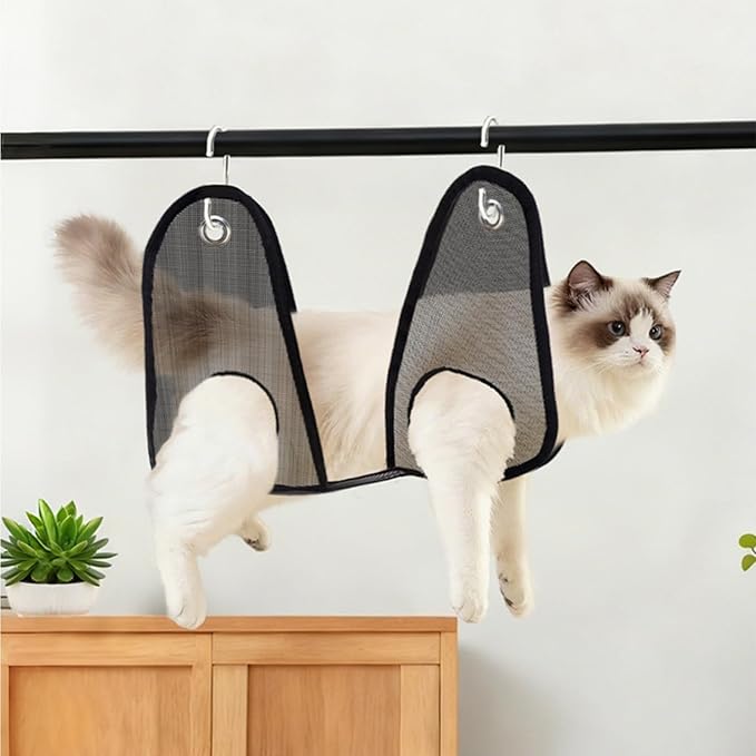 Grooming Hammock,Bite Prevention Breathable Mesh Restraint Bag - Dog Hanger for Nail Trimming Hammock with S-Hook,for Ear Washing Combing Cats Puppy Kitten Home Bathroom Shower