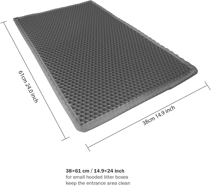 Cat Litter Mat, Cat Litter Trapping Mat, 24''x 14.9''Inch, Double Layer Waterproof Proof Litter Box mat, Non-Slip Design, Reduces Litter Scatter, Easy to Clean, Grey
