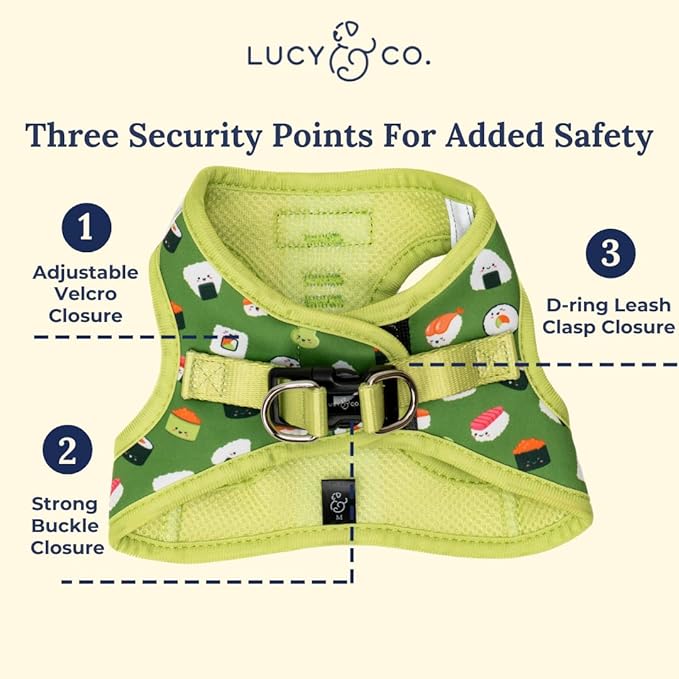 Lucy & Co. How I Roll Step-in Cat Harness & Leash Bundle – Reflective, Breathable & Adjustable Harness for Cats, Kittens & Small Dogs, Lightweight & Secure and Dual Leash Clips – X-Small