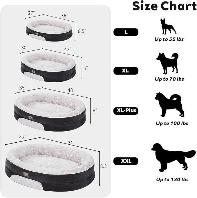 Orthopedic Dog Bed Couch for Large Sized Pets with Egg Foam Support, Four-Sided Bolster Cushions, Soft Tear-Resistant Fabric, and Removable Machine Washable Plush Cover