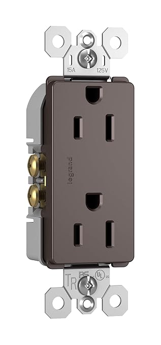 Legrand - Pass & Seymour Radiant Tamper Resistant Outlet, Dark Bronze Power Outlet, 15 Amp Wall Outlet, 885TRDBCC12, 1 Count (Pack of 2)
