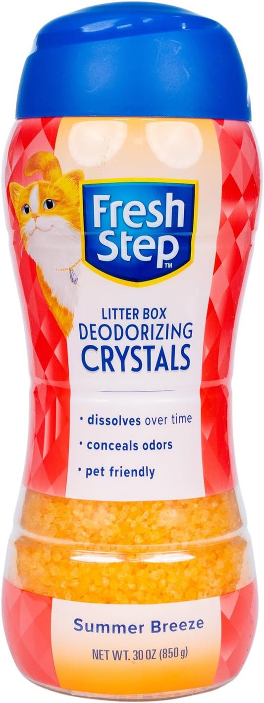 Fresh Step Cat Litter Crystals in Tropical Summer Breeze Scent - Cat Litter Box Deodorizer - Combats Odors and Neutralizes Smells to Keep Your Home Clean, 30 Ounce