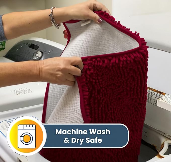 Muddy Mat® | Super Absorbent Door Mat Indoor, Microfiber Quick Dry Chenille Entryway Rug, Non-Slip Front Door Mat, Indoor Mats for Entryway, Machine Washable Pet Rug, Maroon 18"x28"