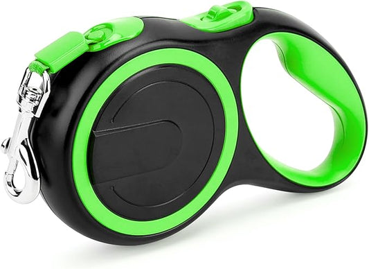 Segarty Extendable Dog Leash, 16ft Heavy Duty Walking Dog Leash for Medium Small Dogs up to 44lb, Anti-Slip Handle 360°Tangle-Free Nylon Tape, One-Handed One Button Lock and Release (Green)