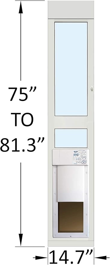 Power Pet Electronic Dog Door - High Tech Pet Electronic Pet Doors - Fully Automatic Sliding e-Glass Electronic Dog Doors - Pets up to 30 lbs - Medium - Regular 75" - 80-1/4" Patio Doors - PX-1-SRE