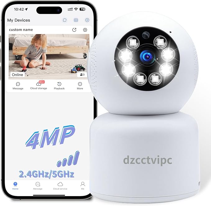 3K Dual-Band WiFi Indoor Camera, Baby Monitor with 24/7 Cloud Recording,AI Motion Tracking & 360° Auto Rotation,Color Night Vision,2-Way Audio,No Blind Spot