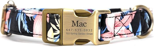 Personalized Dog Collar with Name and Phone Number Engraved,Adjustable Custom Puppy Collar,Organic Cotton Pet Collar for Small Medium Large Boy Girl Dogs