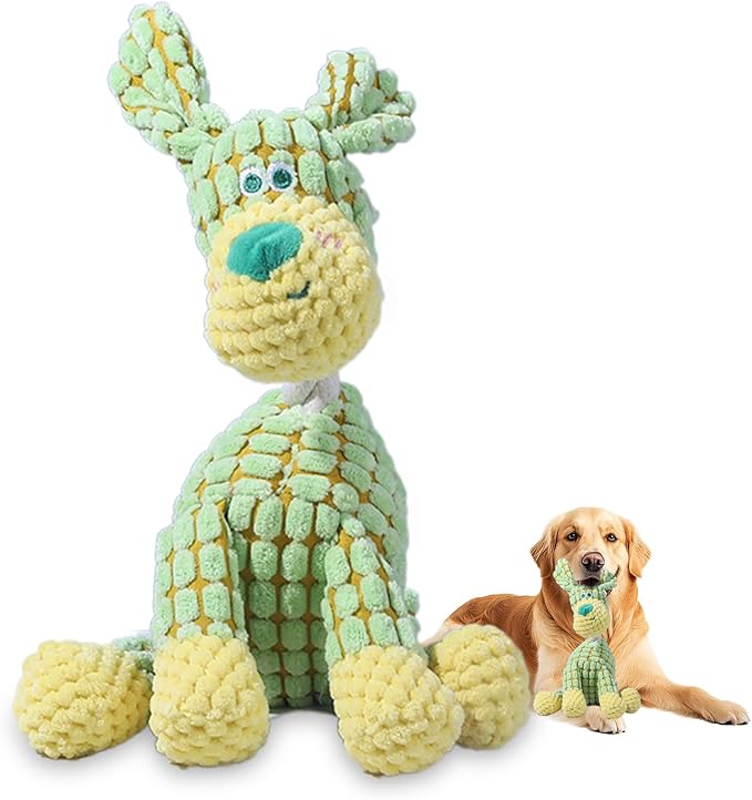 Indestructible Dog Toys,2026 New Dogs Plush Toy for Aggressive Chewers,Stuffed Toys Dogs Squeaky Durable Chew Toy for Indoor Pups Teething (Green Dog)