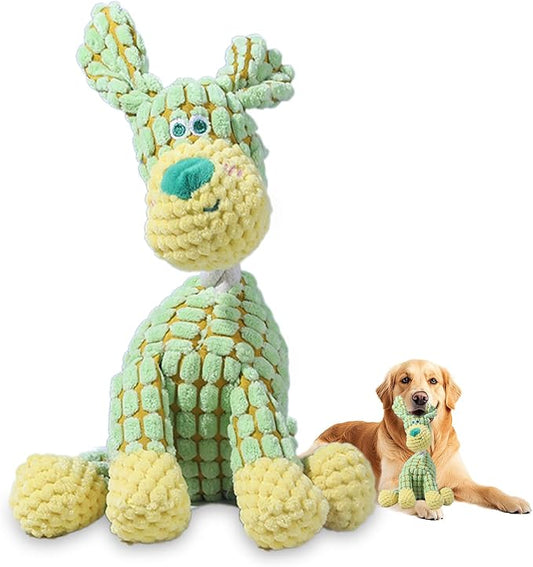 Indestructible Dog Toys,2026 New Dogs Plush Toy for Aggressive Chewers,Stuffed Toys Dogs Squeaky Durable Chew Toy for Indoor Pups Teething (Green Dog)