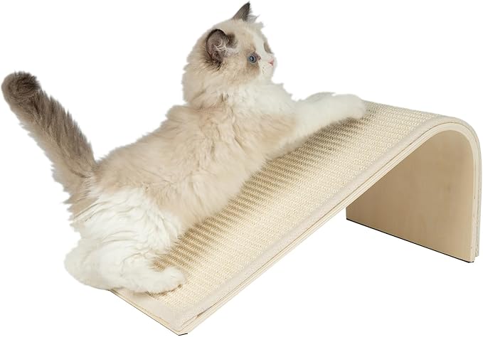 Best Pet Supplies Catify Cat Scratcher, Fun Interactive Scratchers, Posts, Poles, Claw Safe, Furniture Saver Indoor Play Support Natural Cat Behaviors Heavy Duty - Ramp (Cream)