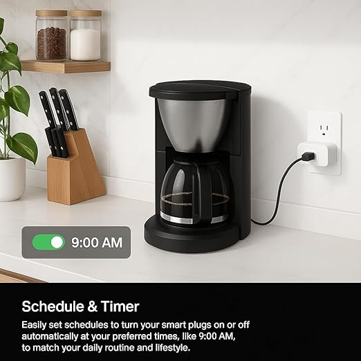 Compact Smart Plug, Works with Alexa & Google Assistant, Smart Life App & Voice Control, Energy Monitoring with Timer & Scheduling, 2.4 GHz WiFi Outlet, 2-Pack