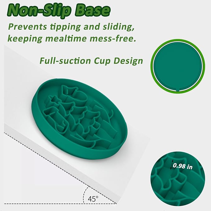 QISHENG - Silicone Slow Feeder Dog Bowl,Christmas Bowl to Slow Down Eating, Food-Grade Non-Slip Dog Dish for Anti-Bloat, Fast Eating Prevention, Dishwasher Safe