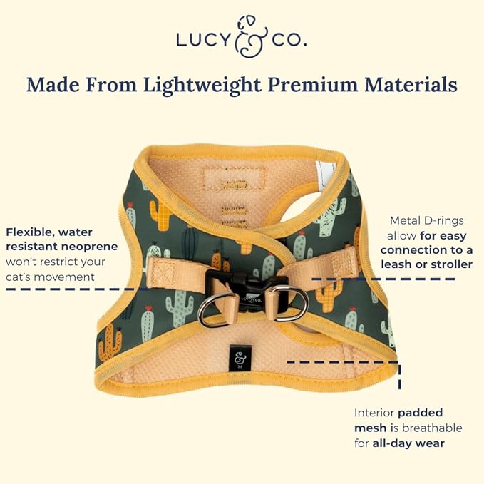 Lucy & Co. Looking Sharp Step-in Cat Harness & Leash Bundle – Reflective, Breathable & Adjustable Harness for Cats, Kittens & Small Dogs, Lightweight & Secure and Dual Leash Clips – Medium