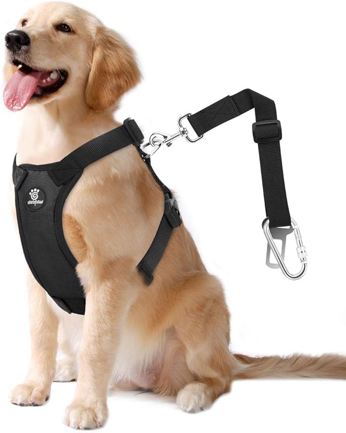 Dog Seat Belt, Safety Vest Dog Car Harness with Adjustable Buckle Dog Seat Belt for Vehicle Nylon Pet Safety Seat Belts Heavy Duty(XL, Black)