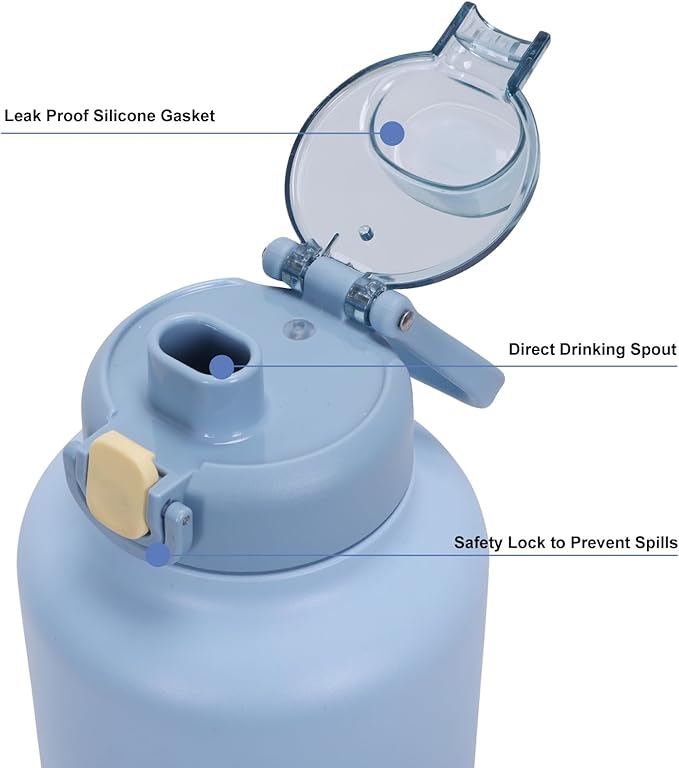 GiNT 37oz Insulated Stainless Steel Dog & Human Water Bottle, All-in-1 Travel Dispenser with Detachable Bowls & Carrying Case, Leak-Proof Pet Canteen for Walking, Hiking, Camping, Car (Blue)