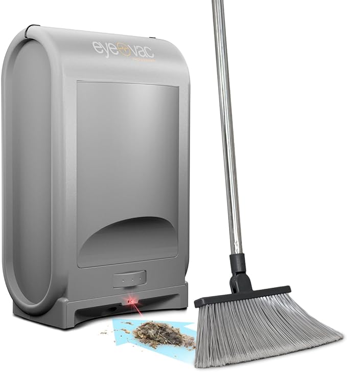 EyeVac Pro Touchless Vacuum Automatic Dustpan - Ultra Fast & Powerful - Great for Sweeping Salon Pet Hair Food Dirt Kitchen, Corded Canister Vacuum, Bagless, Automatic Sensors, 1400 Watt (Sliver)