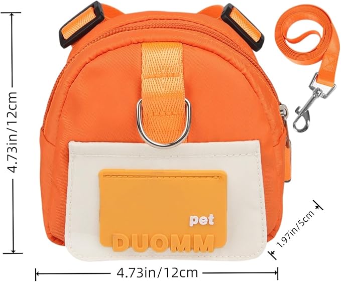 Dog Backpack Strap Leash,Dog Harness with Poop Bag Dispenser,Adjustable and Waterproof,Dog Hiking Backpack,Suitable for Travel and Daily Walks (Orange, S)