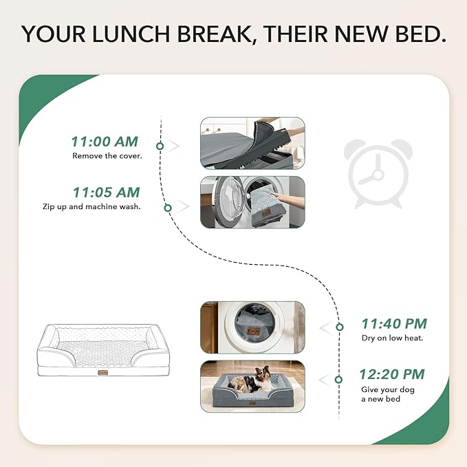 Orthopedic Dog Beds for Extra Large Sized Dogs, Waterproof Memory Foam XL Pet Bed with Sides 48x30Inch, Non-Slip and Egg-Crate Foam Big Dog Couch Bed with Removable Washable Cover, Grey