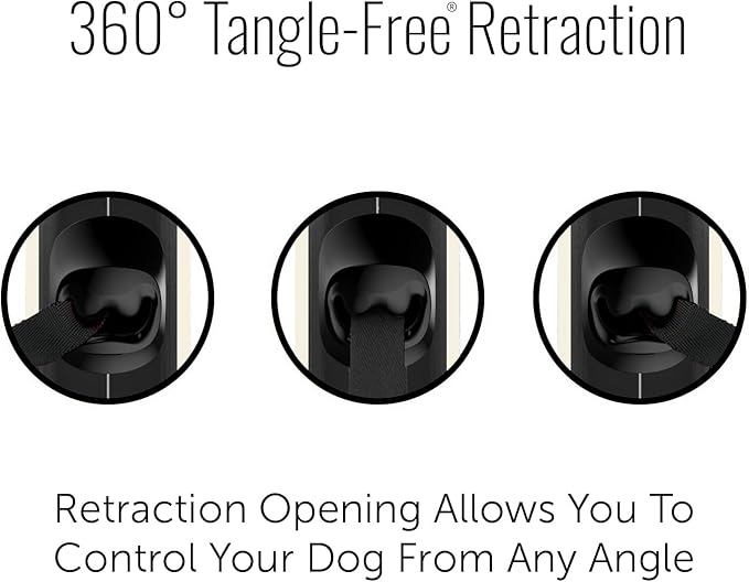 TUG Oval 360° Tangle-Free Retractable Dog Leash with Integrated Waste Bag Dispenser (Small, Cream)