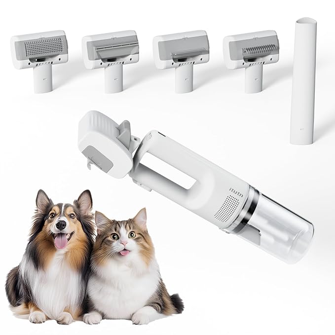 Dog Vacuum For Shedding Grooming, Pet Grooming Vacuum For Dogs Cat, Vacuum Pet Hair Remover Tool with Slicker Deshedding Dog Brush for Shedding Dematting Comb Kit