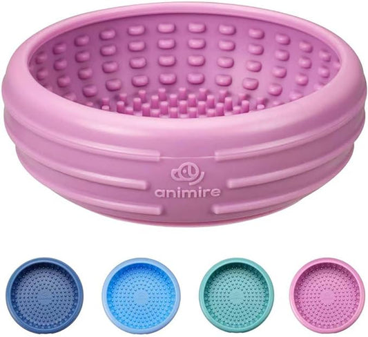 Dog Lick Bowl, Animire Freeze Lick Mat for Dogs, Non-Slip Slow Feeder Licking Bowl Enrichment Treat for Distraction Anxiety Relief, Food Grade Silicone, Dishwasher Safe(Pastel Purple,XL)