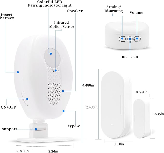 Waytronic Wireless Motion Sensor Alarm Indoor,Door Motion Activated Bell for Home Doorway,Business Entry,Garage Security,Store Entrance,Pet/Elderly/Dementia Patient Monitoring,(1 Receiver+1 Sensor)