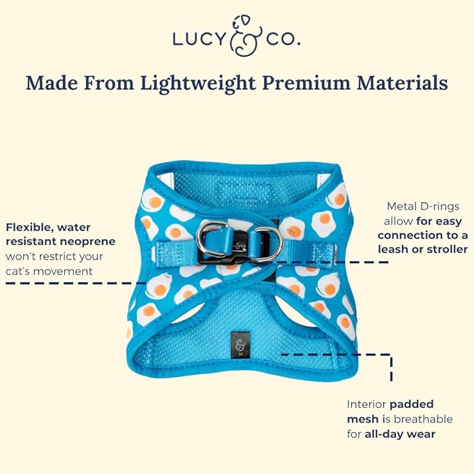 Lucy & Co. Eggcelent Step-in Cat Harness & Leash Bundle – Reflective, Breathable & Adjustable Harness for Cats, Kittens & Small Dogs, Lightweight & Secure and Dual Leash Clips – Small