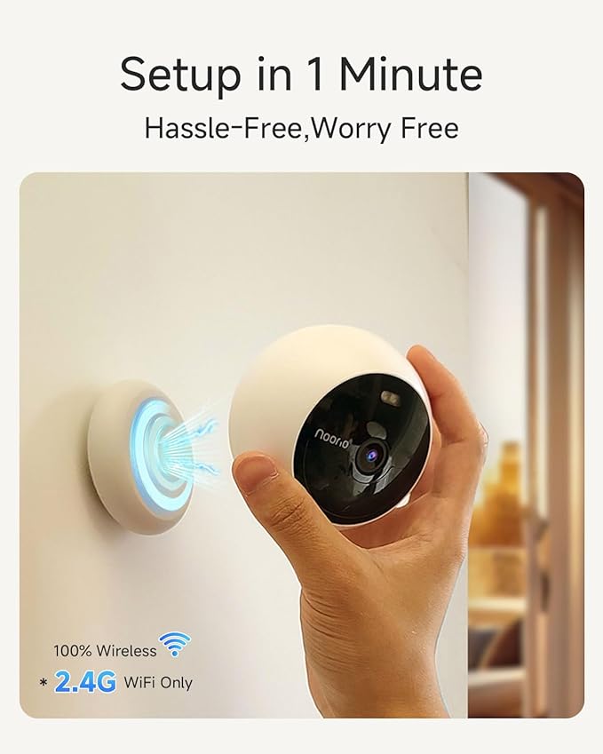 Noorio Security Cameras Wireless Outdoor Magnetic, 4-Pack Easy Install Battery Powered Wireless Cameras for Home Security, 1080P AI Motion Detection, Free Local Storage, No Monthly Fee