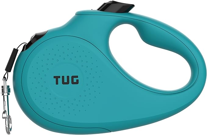 TUG Monochrome 360° Tangle-Free Retractable Dog Leash | 16 ft Strong Nylon Tape (Medium, Aqua)