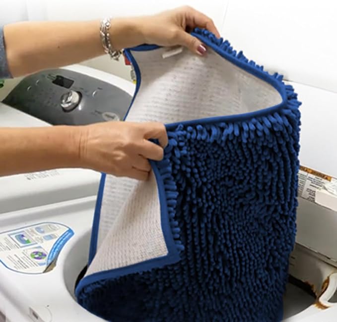 Muddy Mat® | Super Absorbent Door Mat Indoor, Microfiber Quick Dry Chenille Entryway Rug, Non-Slip Front Door Mat, Indoor Mats for Entryway, Machine Washable Pet Rug, Navy Blue XXL 60"X48"