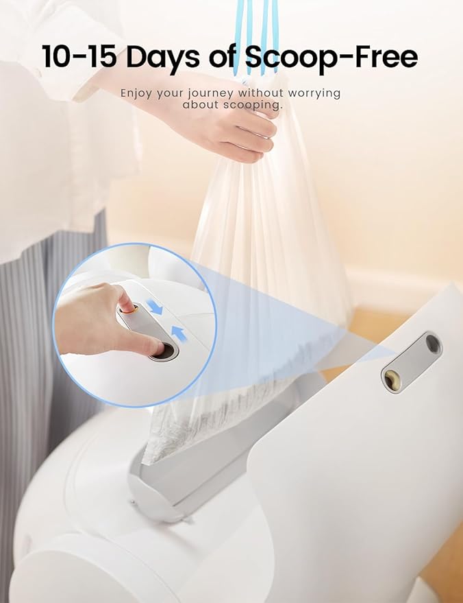 Self Cleaning Cat Litter Box, Ultra-Safe Protection Automatic Cat Litter Box, APP Control/Lower Entry/Large Capacity with 3 Rolls Liners & Mat