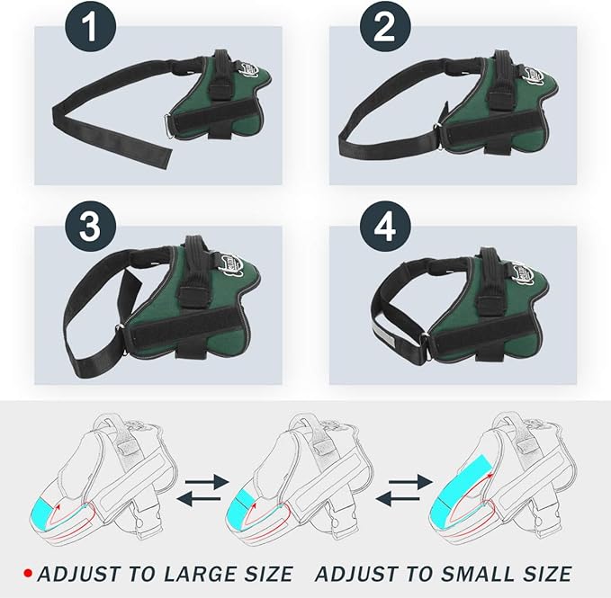 Bolux Dog Harness, No-Pull Reflective Dog Vest, Breathable Adjustable Pet Harness with Handle for Outdoor Walking - No More Pulling, Tugging or Choking (Dark Green, XS)