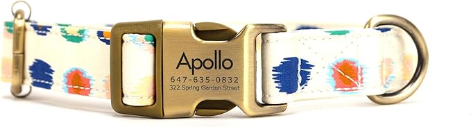 Personalized Dog Collar with Name and Phone Number Engraved,Adjustable Custom Puppy Collar,Organic Cotton Pet Collar for Small Medium Large Boy Girl Dogs