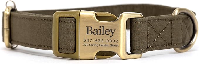 Personalized Dog Collar with Name and Phone Number Engraved,Adjustable Custom Puppy Collar,Organic Cotton Pet Collar for Small Medium Large Boy Girl Dogs