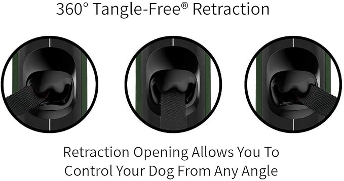 TUG Oval 360° Tangle-Free Retractable Dog Leash with Integrated Waste Bag Dispenser (Large, Green)