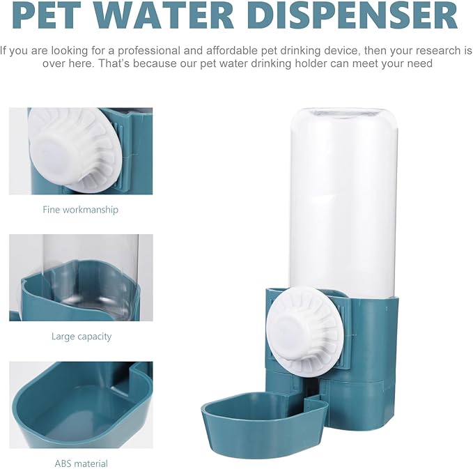 COHEALI Pet Automatic Hanging Water Dispenser Bottle for Dogs and Cats, Ocean Blue Plastic Cage Water Feeder, Space-Saving Hydration Solution for Pets in Indoor and Outdoor Use